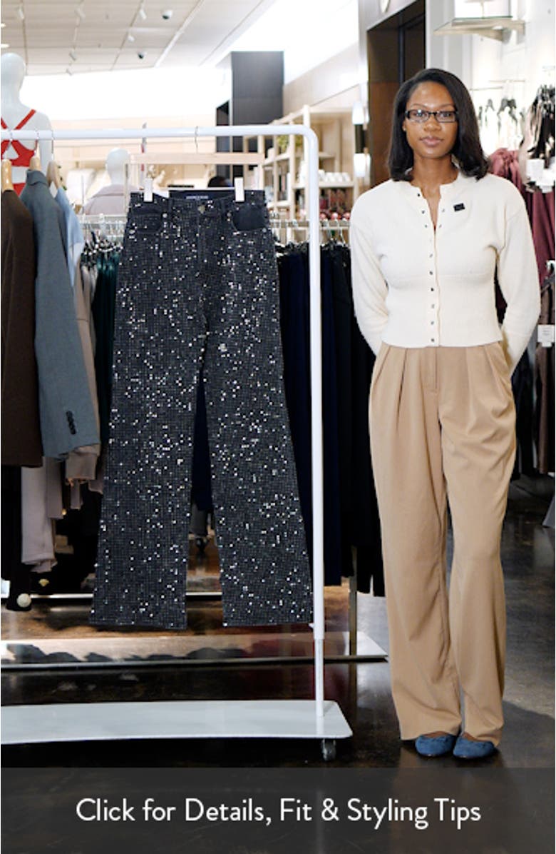 Crosbie Crystal Embellished High Waist Slim Wide Leg Jeans, sales video thumbnail