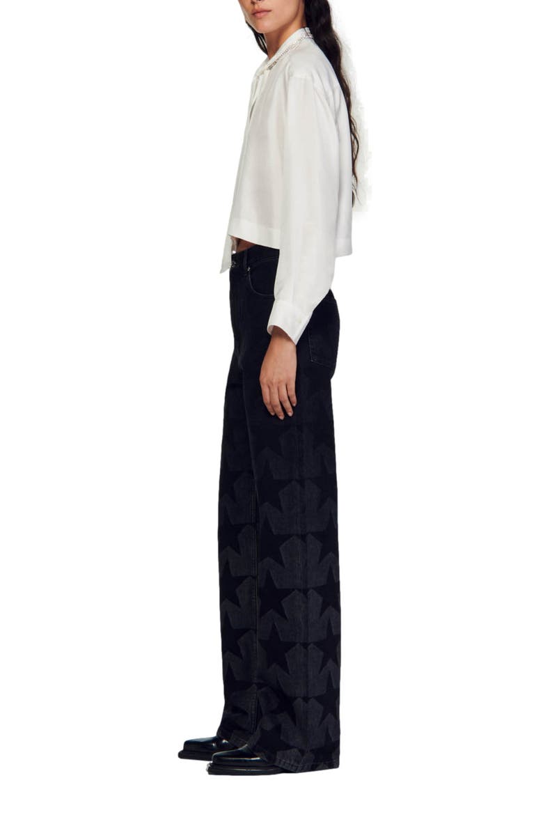 SANDRO Cropped silk shirt, Alternate, color,