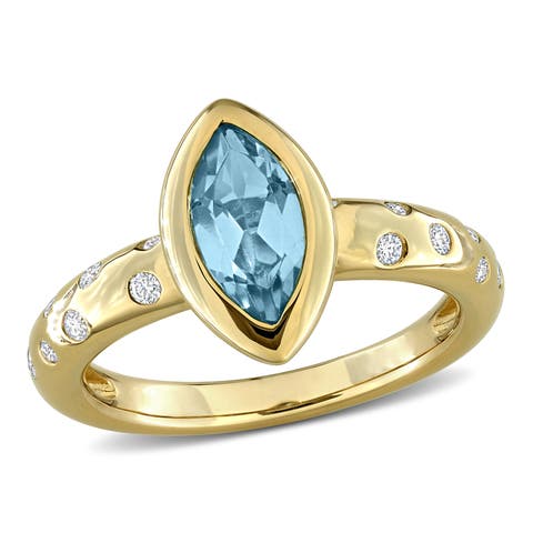 Blue Topaz 
Diamond Ring 10k