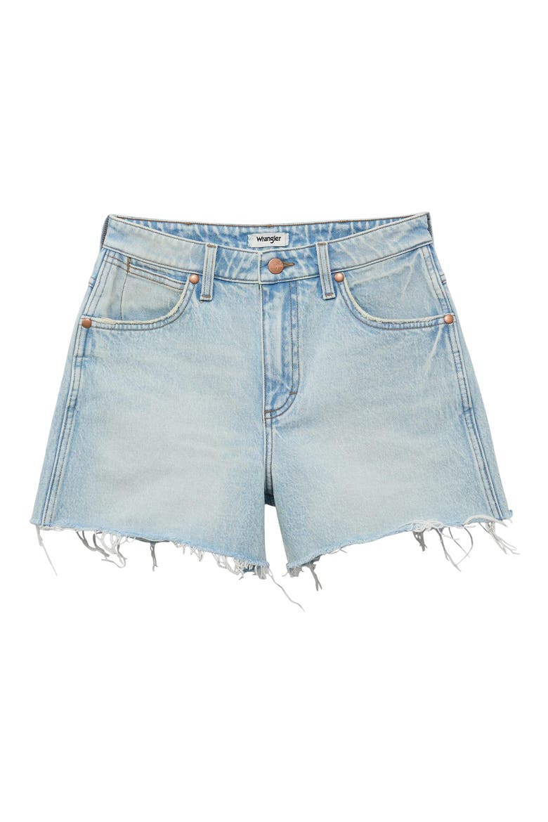 Cowboy Embellished High Waist Denim Cutoff Shorts, Alternate, color, MARA
