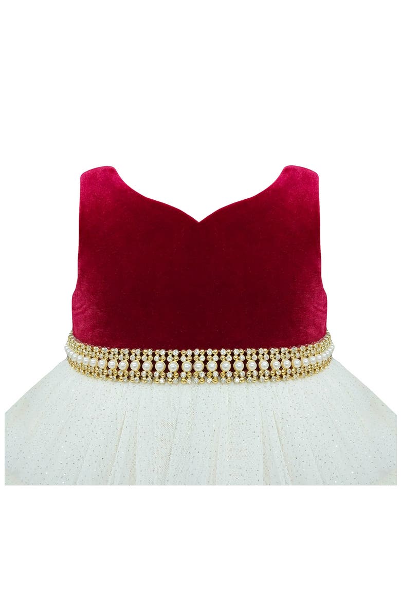 Velvet & Tiered Tulle Dress, Alternate, color, RUBYRDCNDL