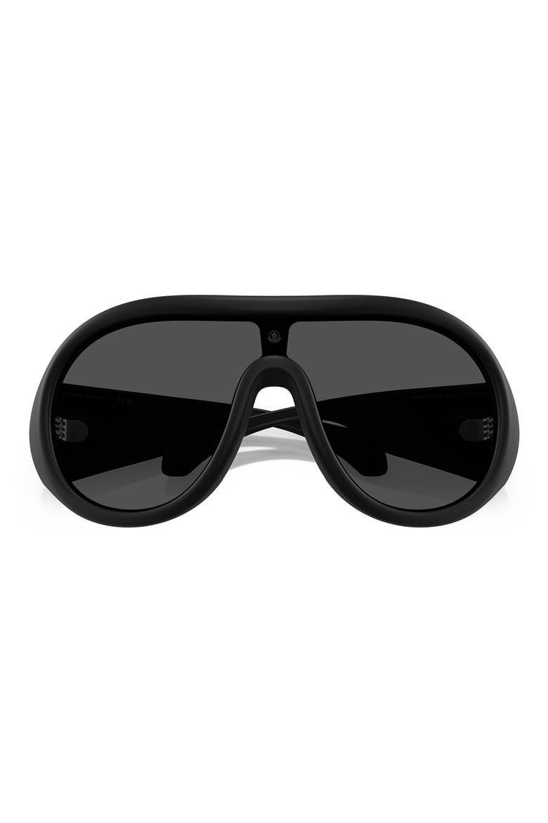 Cloche 135mm Polarized Pilot Shield Sunglasses, Alternate, color, MATTE BLACK
