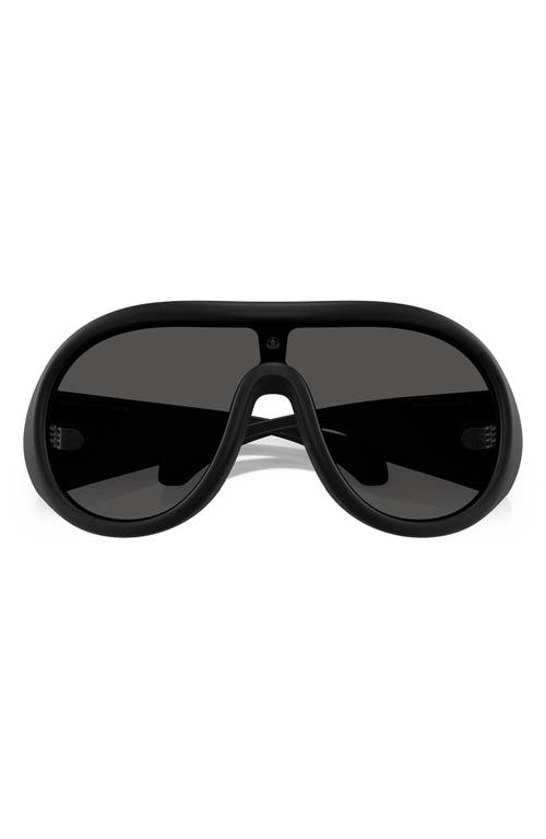 Moncler Cloche 135mm Polarized Pilot Shield Sunglasses In Matte Black