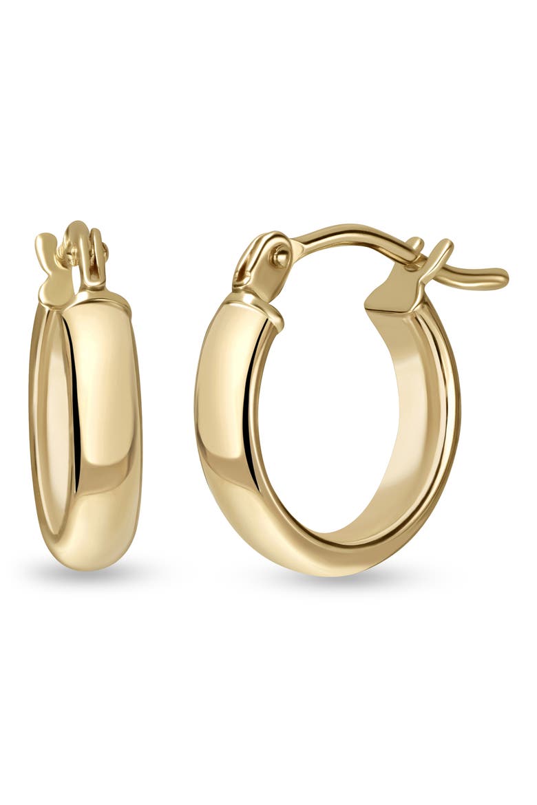 14K Gold Beveled Edge Huggie Hoop Earrings, Main, color, YELLOW