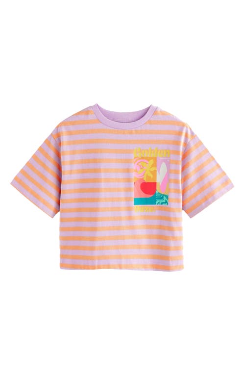 Next Kids' Stripe Graphic T-shirt In Pink