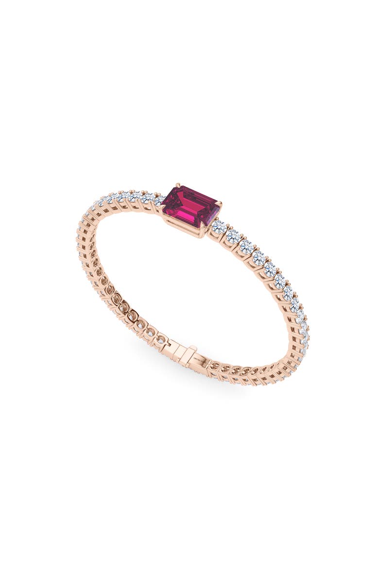 Lab Created Diamond & Garnet Birthstone Tennis Bracelet, Alternate, color, 18K ROSE GOLD