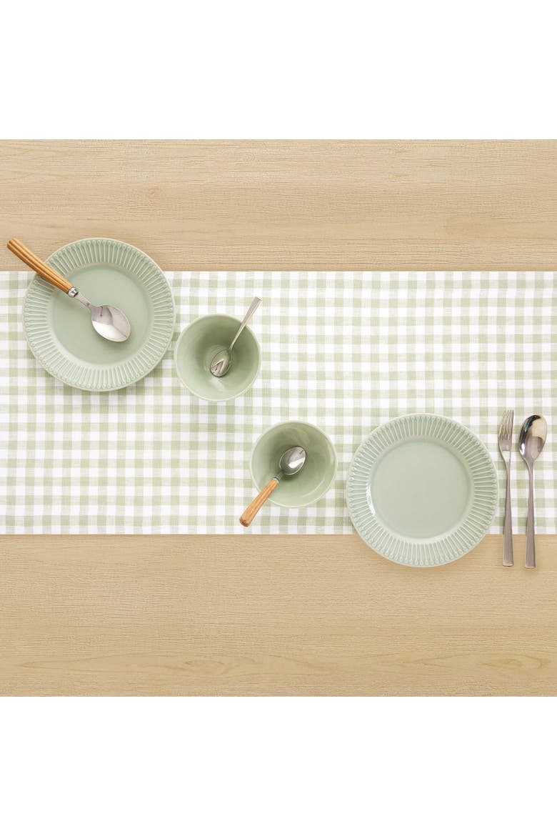 Linen Table Runner - Gingham Check, Alternate, color, Sage