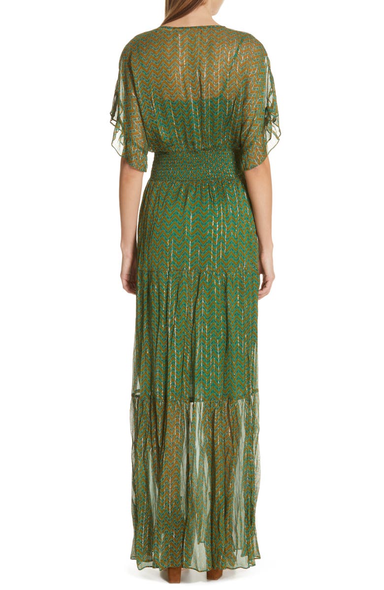 ba&sh Wanda Metallic Accent Maxi Dress, Alternate, color,