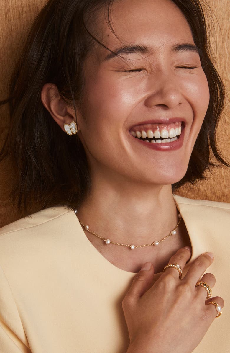 Kendra Scott Haley Bow Stud Earrings, Alternate, color, Gold Ivory Mother Of Pearl