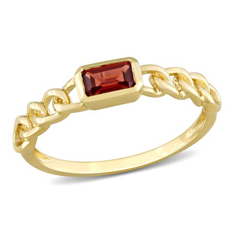 Solitaire Birthstone Link Design Ring 14k