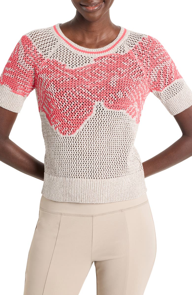 NZ ACTIVE by NIC+ZOE Dancing Open Stitch Sweater, Main, color, Neutral Multi