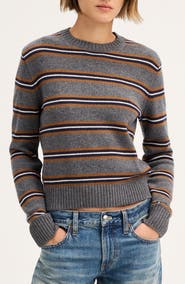 Madewell The Mila Stripe Crewneck Sweater in SoftWool