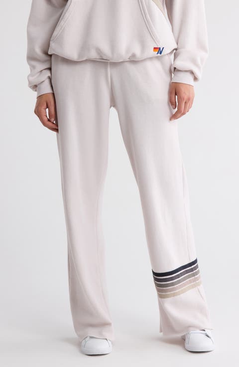 Rugby Stitch Wide Leg Sweatpants