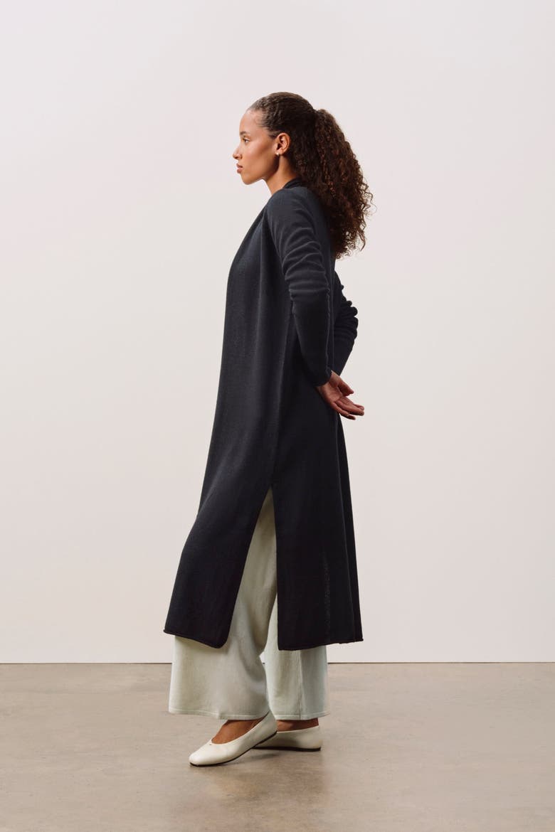 FAYE LONGLINE CASHMERE CARDIGAN, Alternate, color, Black