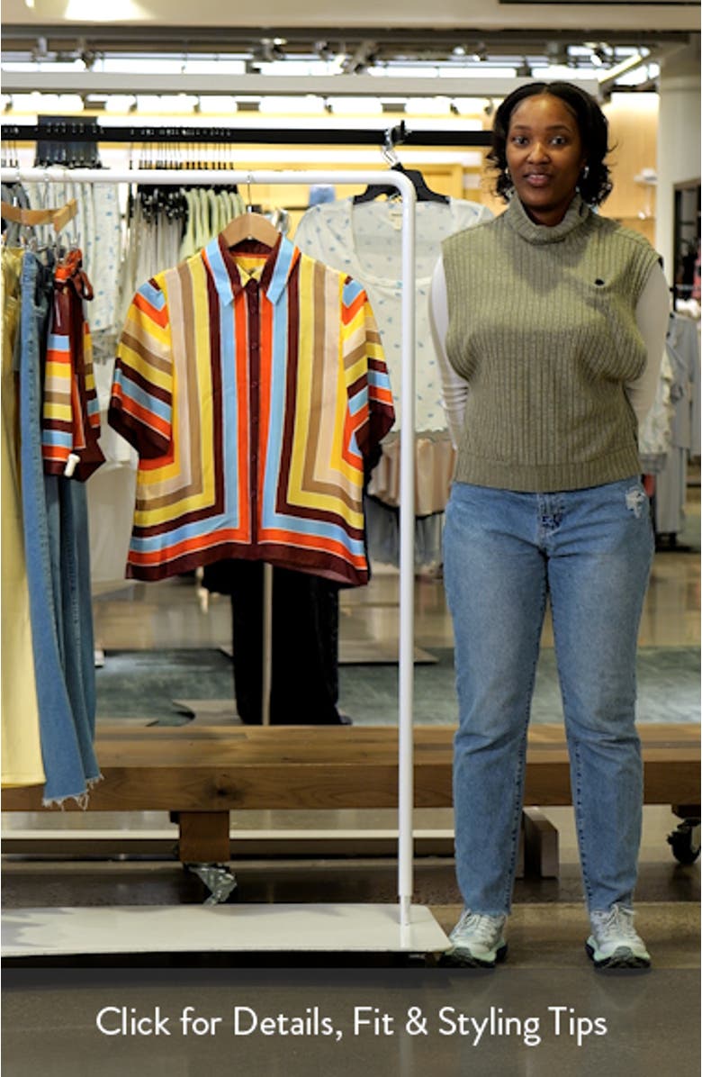 Alexa Stripe Stretch Silk Button-Up Shirt, sales video thumbnail