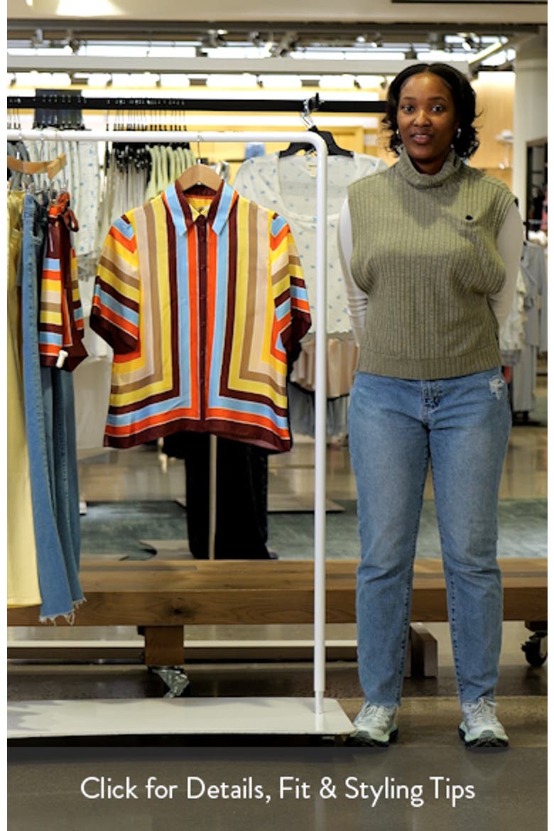 Alexa Stripe Stretch Silk Button-Up Shirt video