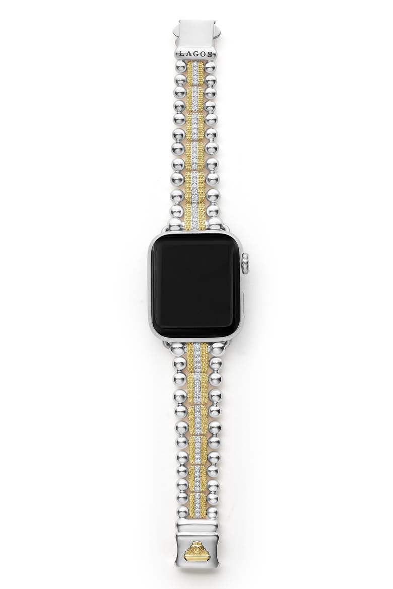 Smart Caviar Diamond Luxe Apple Watch® Watchband, Alternate, color, GOLD/ SILVER