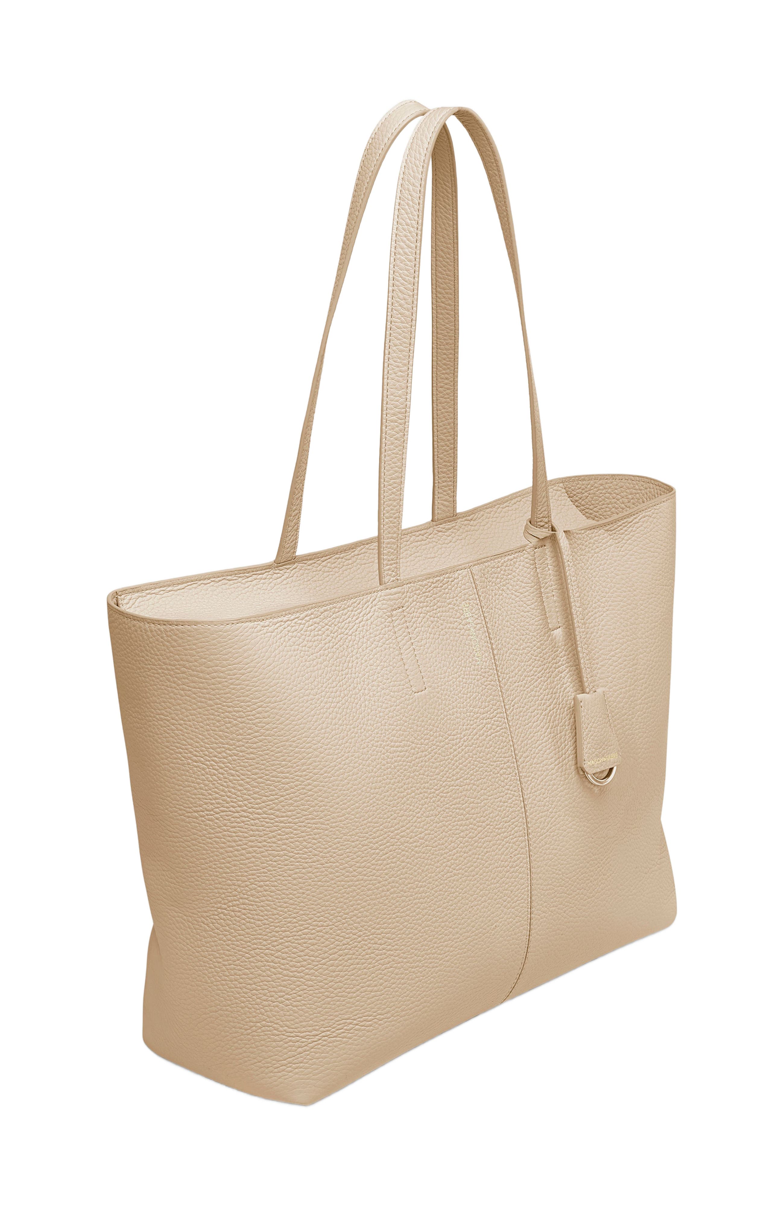 MAISON de SABRÉ Large Leather Zipped Soft Tote, Alternate, color, Saharan Nude