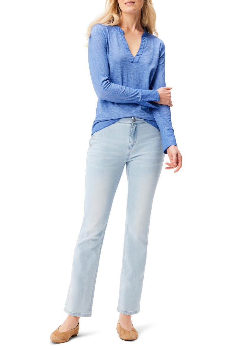 Split Neck Long Sleeve Top, Alternate, color, GULF