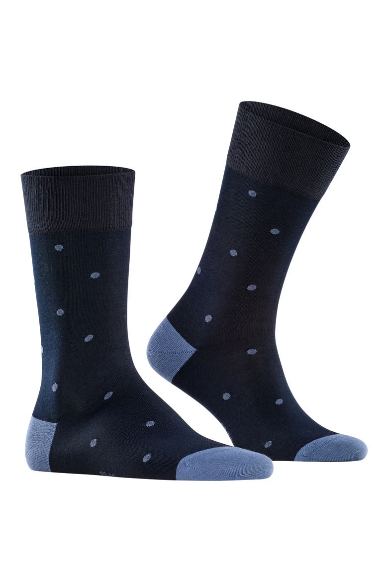 Polka Dot Crew Socks, Main, color, DARK NAVY