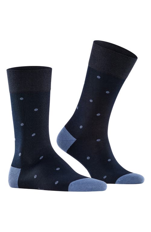 Falke Mercerized Cotton & Nylon Dot Dress Socks In Dark Navy