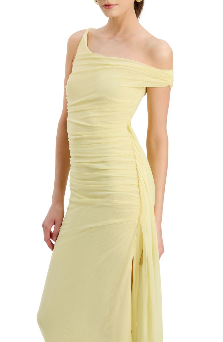 Bardot Layana Ruched Asymmetric Gown, Alternate, color, Canary Yellow