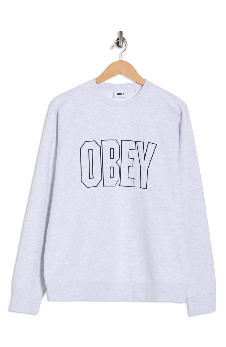 Obey Digable Fleece Crewneck Sweatshirt, Alternate, color, Ash Grey