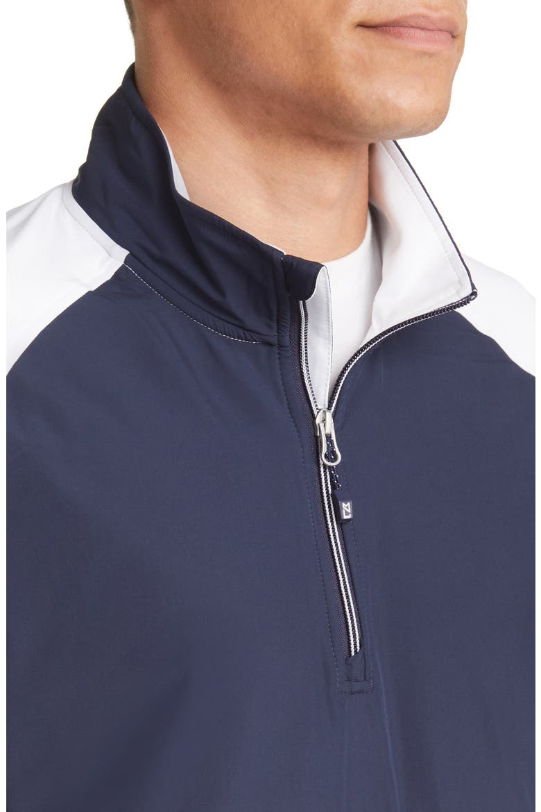 Adapt Hybrid Quarter Zip Pullover, Alternate, color, WHITE/ NAVY BLUE