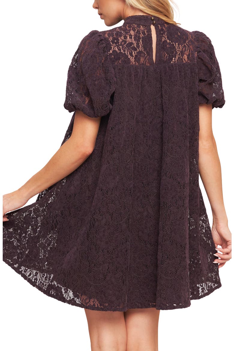 Puff Sleeve Babydoll Minidress, Alternate, color, WINE