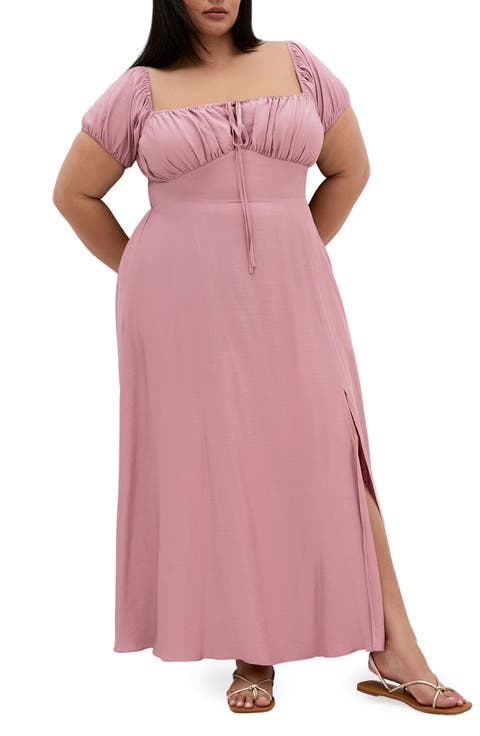 Abbigail Puff Sleeve Maxi Dress (Plus)