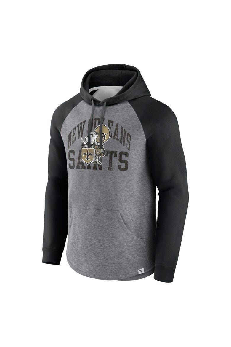 Men's Fanatics Branded Heather Gray New Orleans Saints Favorite Arch Raglan Pullover Hoodie, Alternate, color, Heather Gray