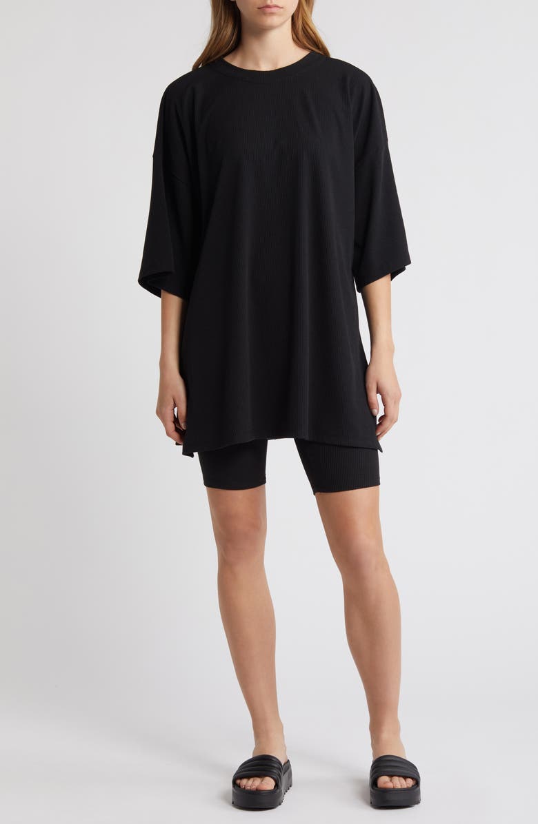 Dressed in Lala Malone Rib Oversize T-Shirt & Shorts, Main, color, Black