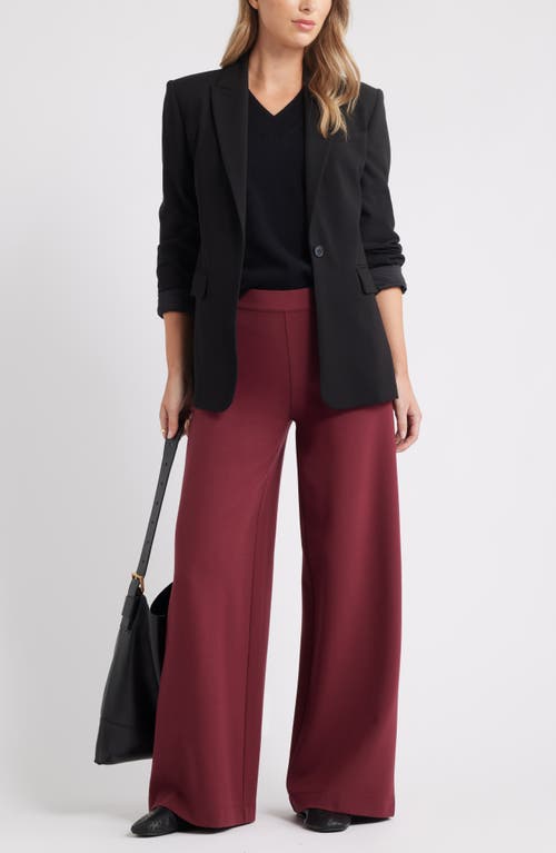 Caslonr Caslon(r) High Waist Wide Leg Ponte Pants In Burgundy