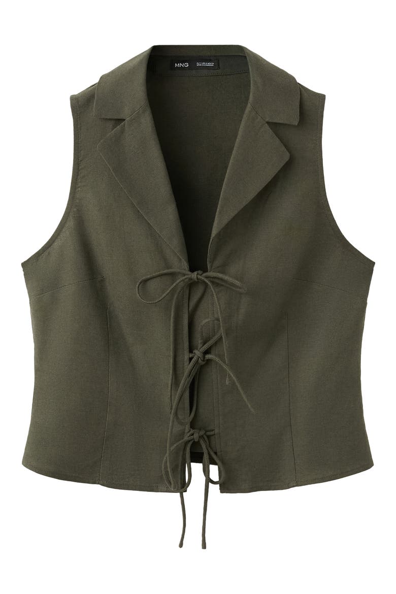 Tie Front Vest, Alternate, color, KHAKI GREEN
