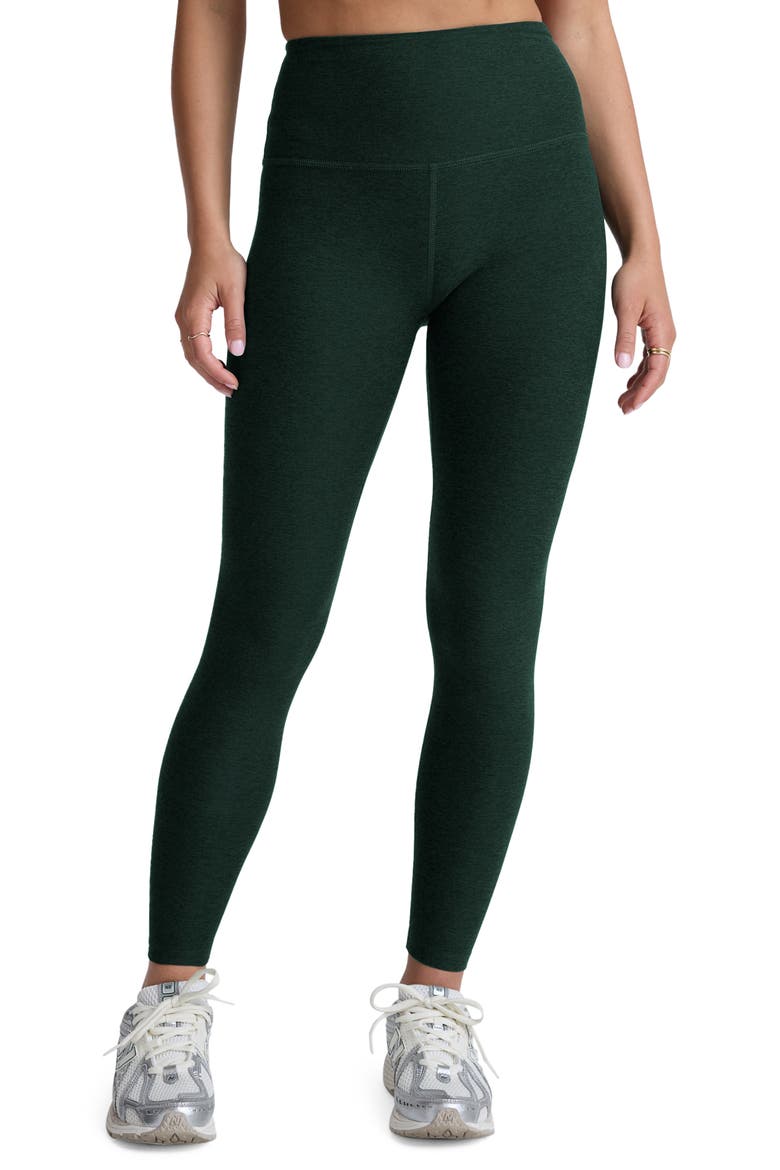High Waisted Leggings, Main, color, DARK SPRUCE GREEN HEATHER
