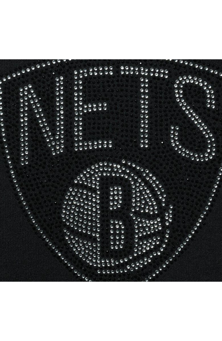 DKNY SPORT Women's DKNY Sport Black Brooklyn Nets Carrie Rhinestone Pullover Sweatshirt, Alternate, color, 