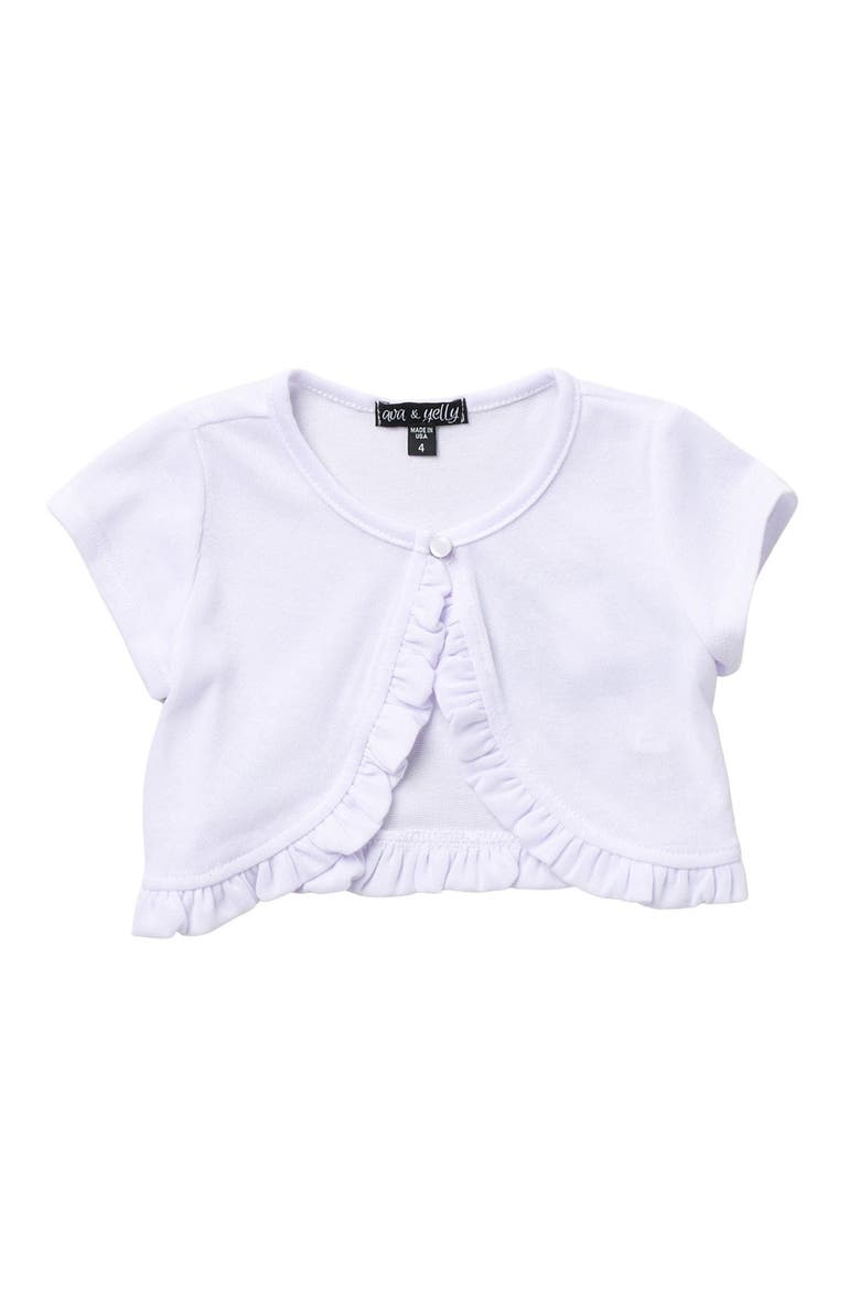Ruffle Edge Cardigan Sweater, Main, color, WHITE