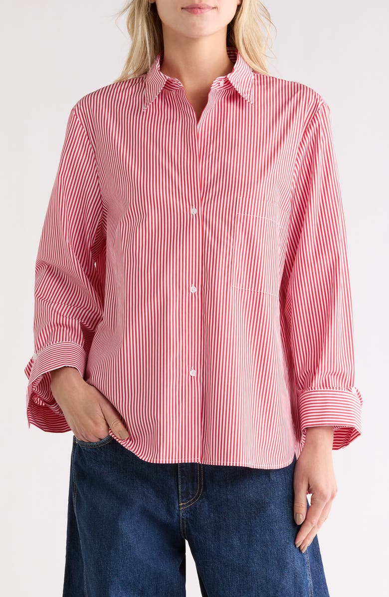 TWP Next Morning Button-Up Shirt, Main, color, Red / White