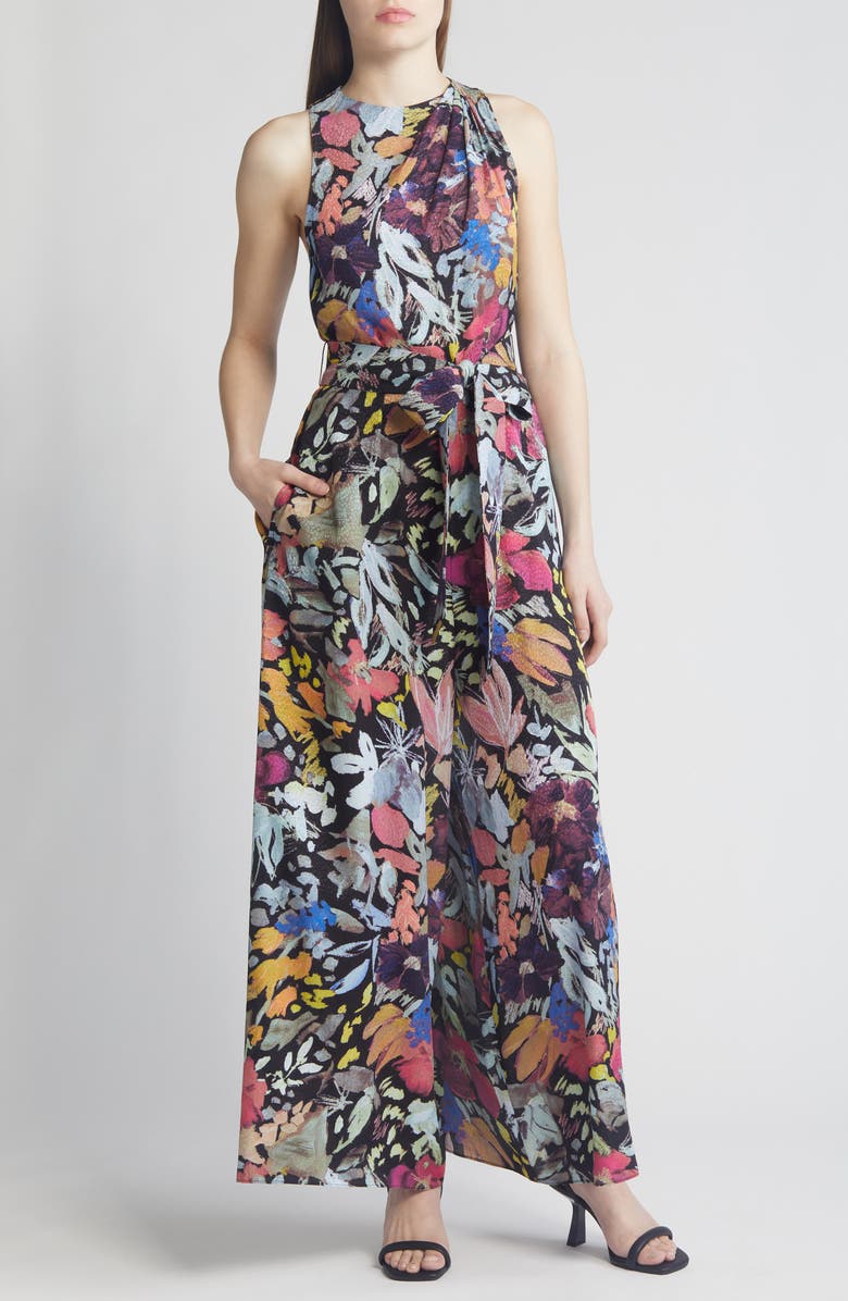 Ted Baker London Orta Floral Sleeveless Wide Leg Chiffon Jumpsuit, Main, color, 