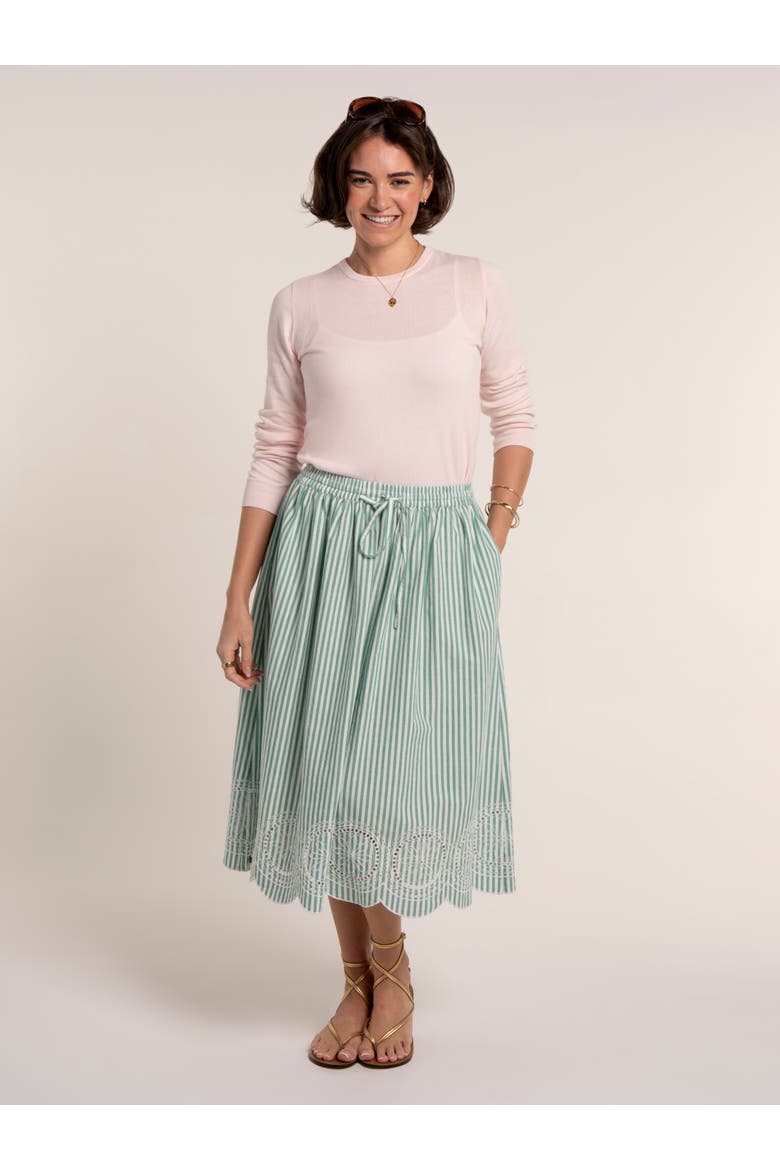 Hannah Embroidery Midi Skirt, Alternate, color, Green