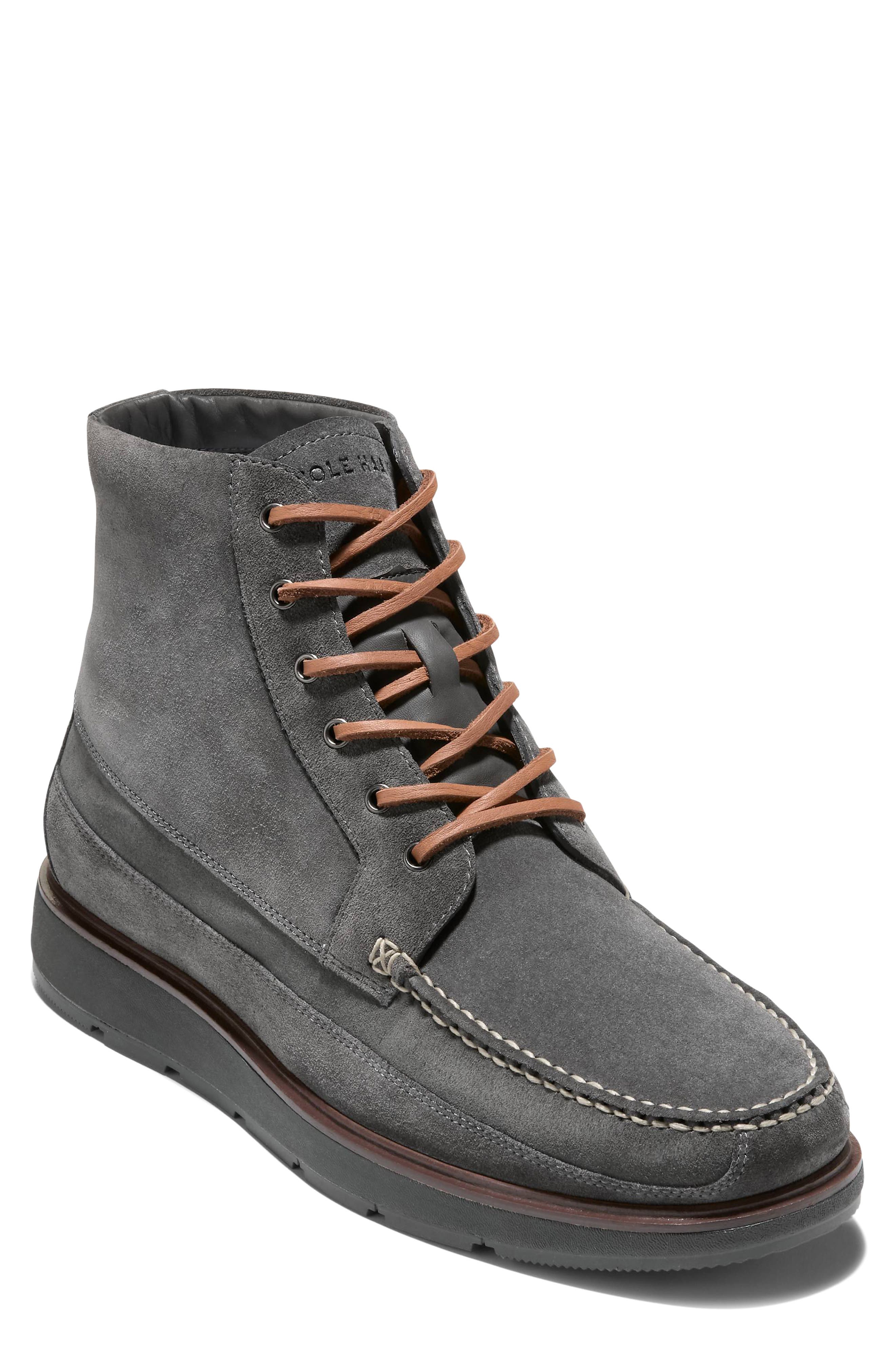 Cole Haan Muir Waterproof Moc Toe Boot, Main, color, Raven Sde Raven Wp