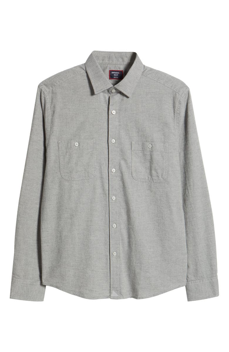 UNTUCKit Hemsworth Flannel Twill Button-Up Shirt, Alternate, color, Light Grey