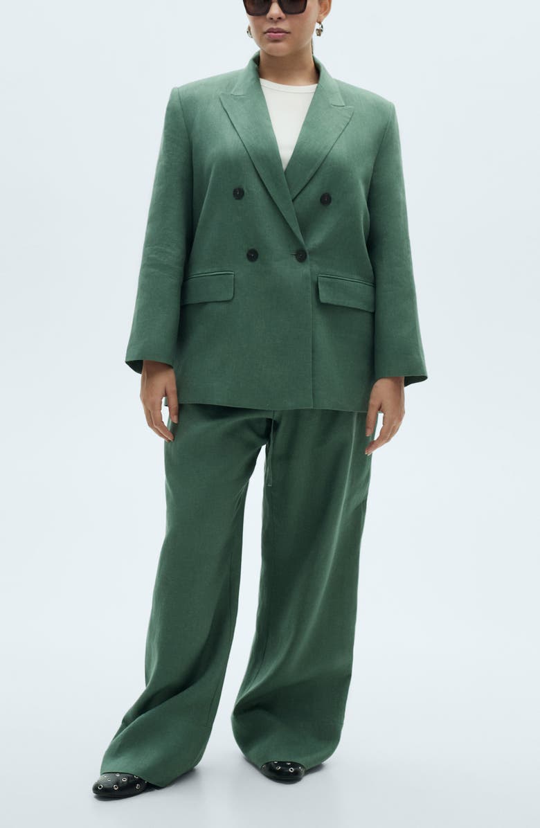 MANGO Double Breasted Linen Blazer, Alternate, color, 