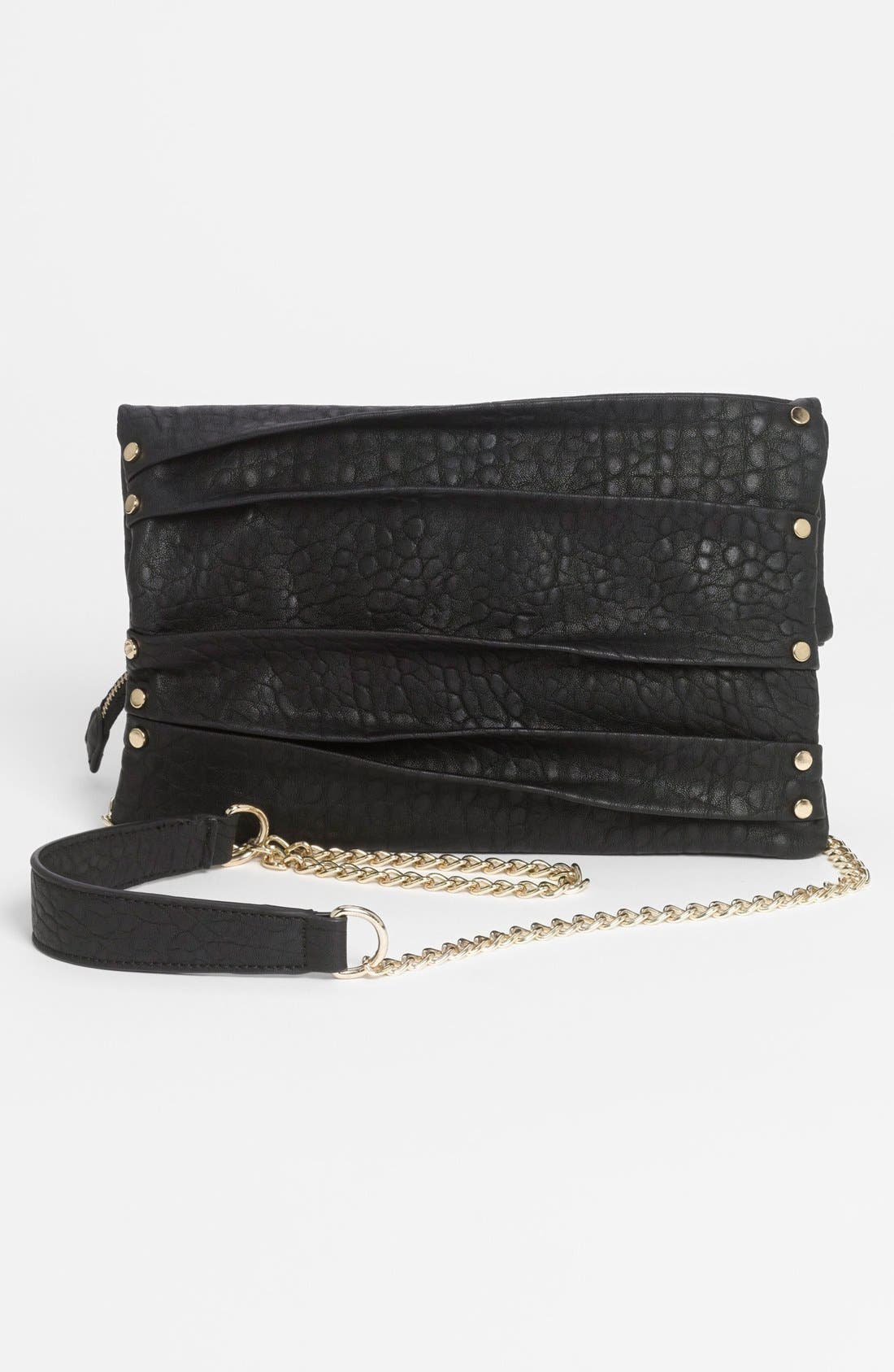 'Sophie' Foldover Clutch, Alternate, color, BLACK