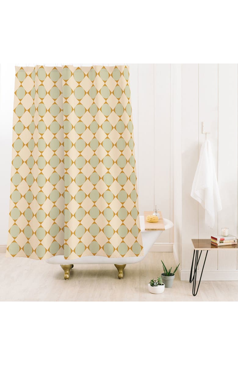 Deny Designs Retro Geometric Print Shower Curtain, Alternate, color, Green
