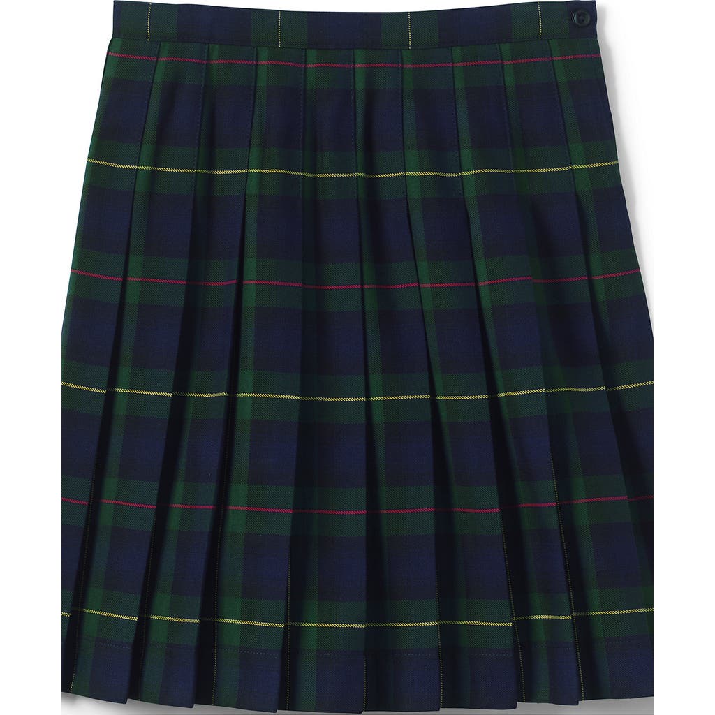 Lands' End School Uniform Girls Plaid Pleated Skirt Below The Knee In Multi
