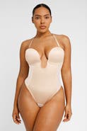 Shapellx AirSlim Deep Plunge Low-Back Thong Bodysuit