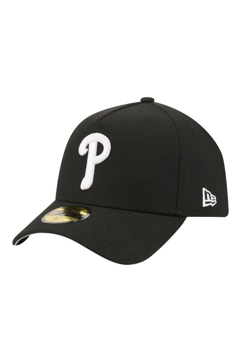 Men's New Era  Black Philadelphia Phillies A-Frame 59FORTY Fitted Hat, Main, color, Black
