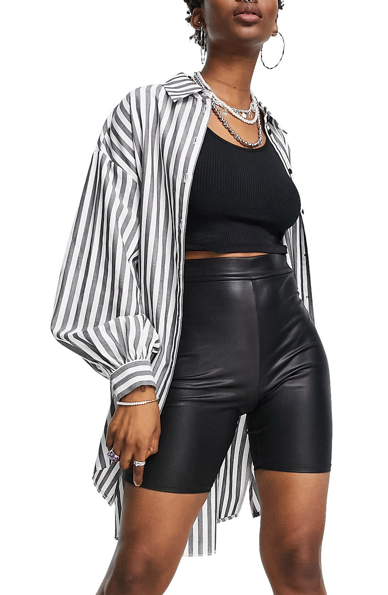 Topshop Casual Oversize Stripe Button-Up Shirt (Women) | Nordstrom