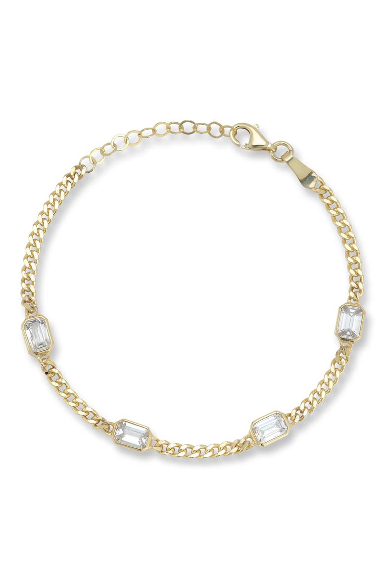 Cubic Zirconia Curb Bracelet, Main, color, GOLD